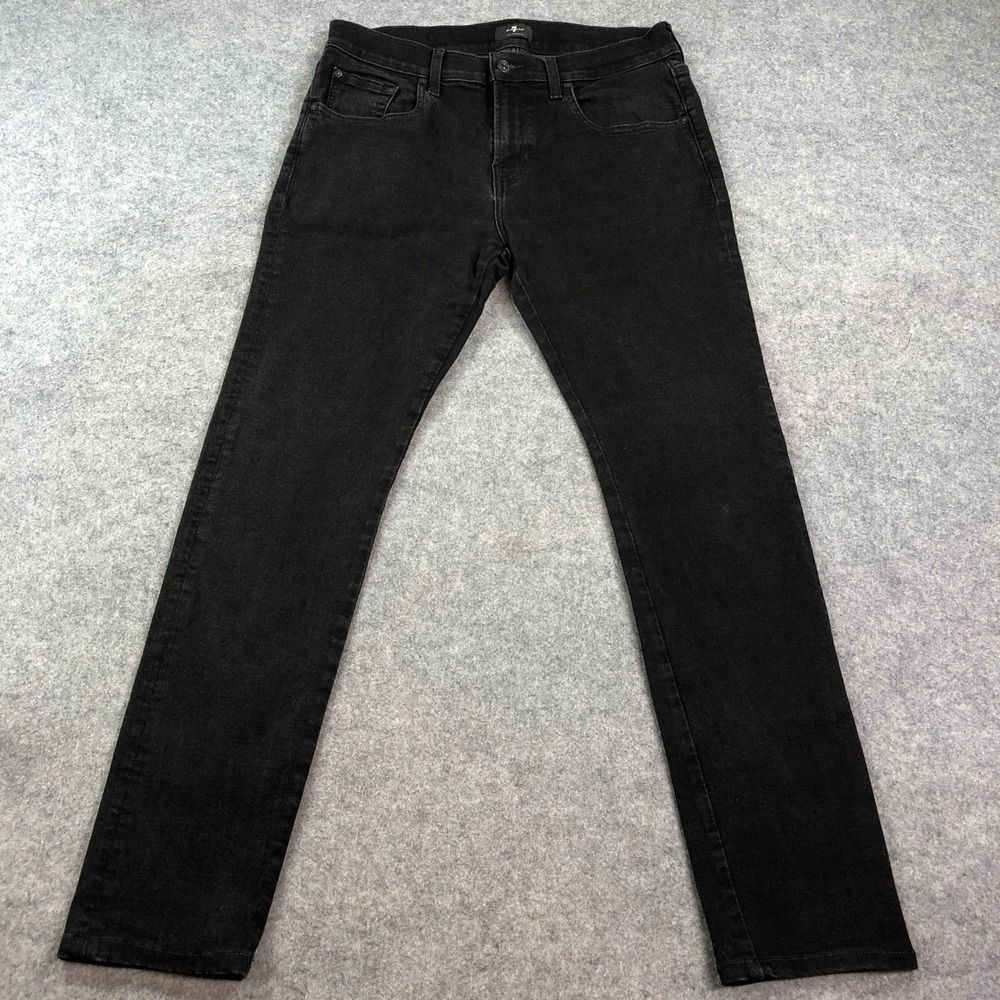 7 For All Mankind PAXTYN Mens Jeans 34x31 Black Slim Fit Premium Designer